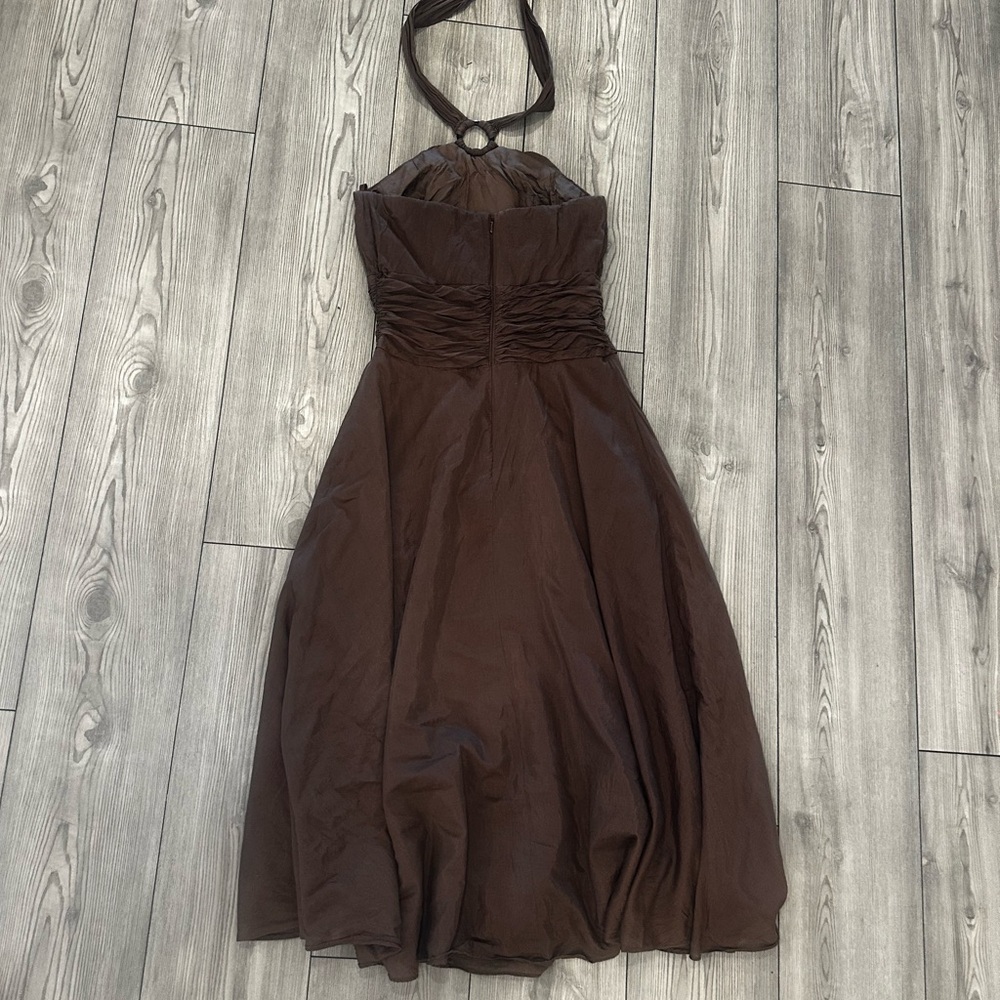 Y2K White House Black Market Brown Halter Dress - Picture 4 of 6